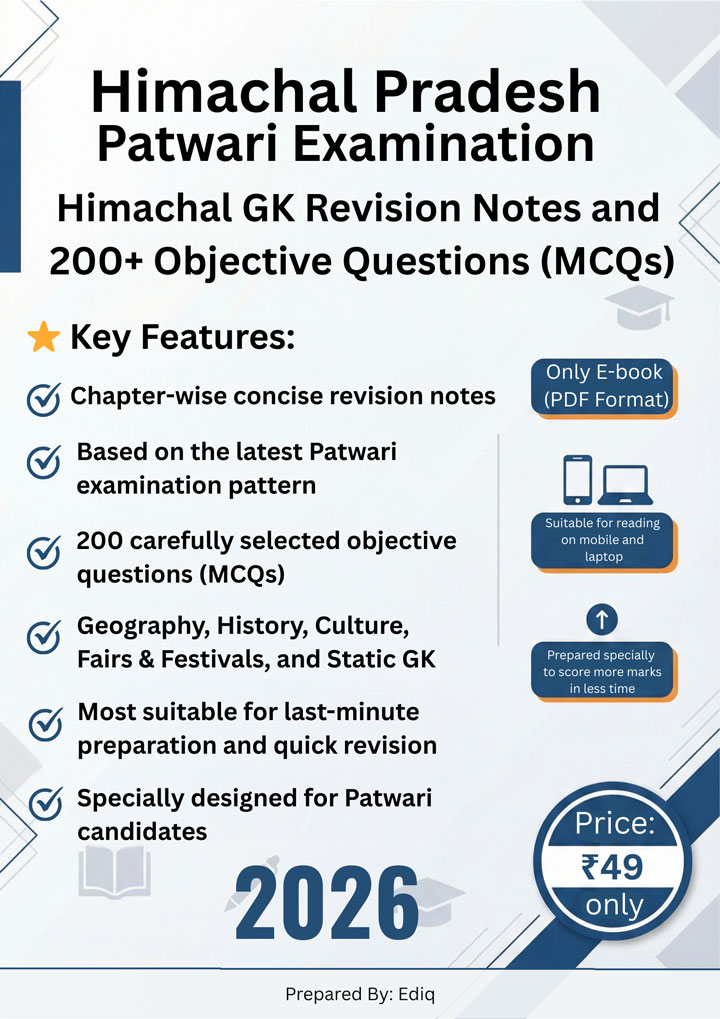Himachal GK Revision Notes for Patwari exam 2026