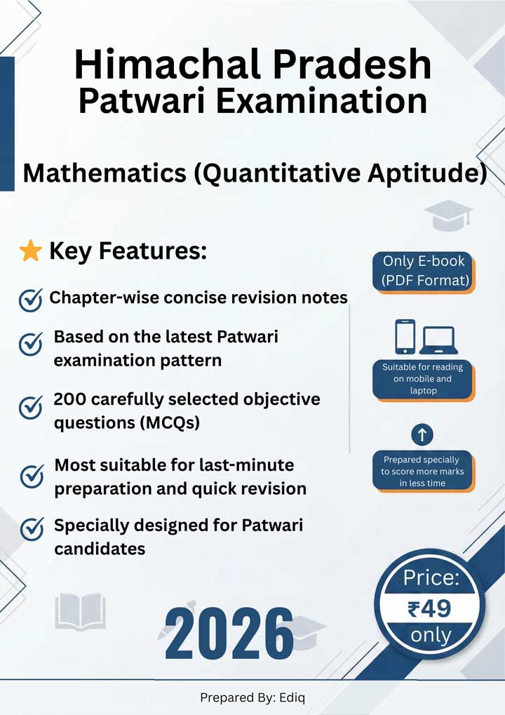 HP Patwari Exam 2026 Mathematics Complete Preparation Book