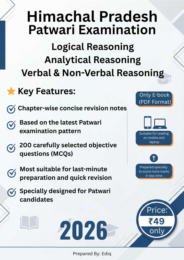 HP Patwari Exam 2026 Reasoning Ability Complete Preparation Book